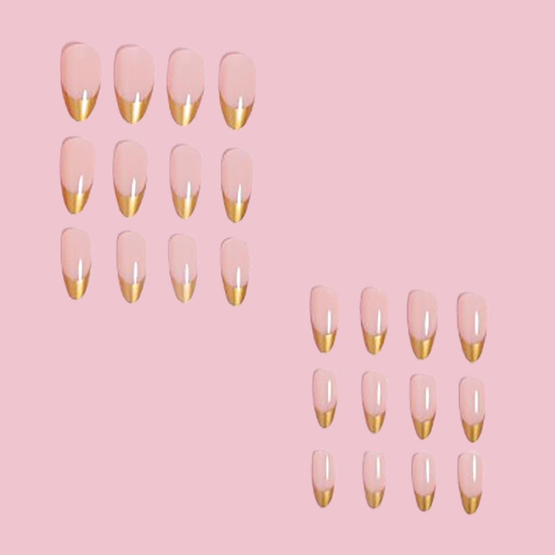 SINHOT Stiletto Press on Nails - Glitter Acrylic Glossy Glue on False Nails with French Tip Design 24 pcs - Image 3